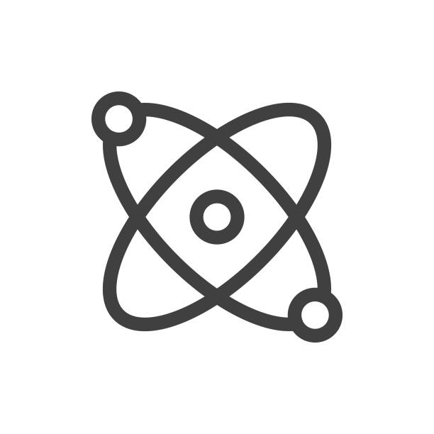 Atom, Physics Line Vector Icon on White Background. Editable Stroke. Pixel Perfect. For Mobile and Web. Outline Vector Graphics. Atom, Physics Line Vector Icon on White Background. Editable Stroke. Pixel Perfect. For Mobile and Web. Outline Vector Graphics. nuclear fission stock illustrations