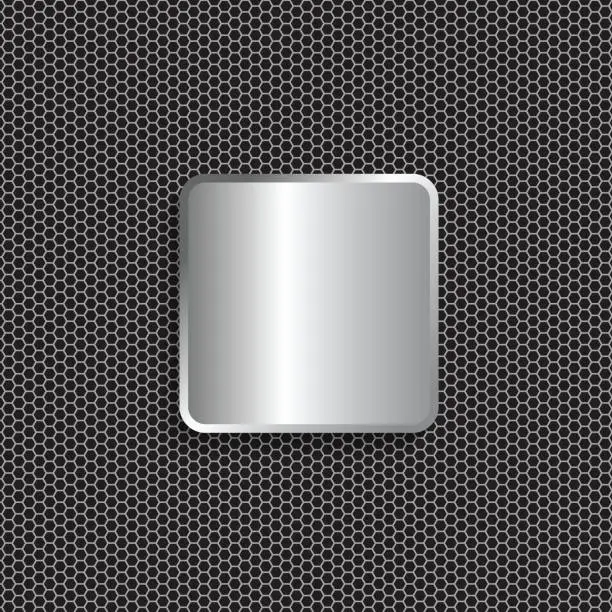 Vector illustration of Polished steel metal plate on Dark grid background steel metal texture surface