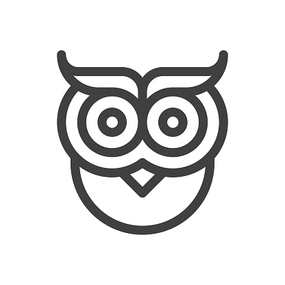 Owl, Animal Line Vector Icon on White Background. Editable Stroke. Pixel Perfect. For Mobile and Web. Outline Vector Graphics.