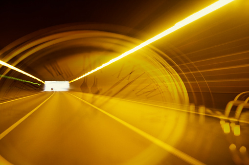 Digital Composite Images Of Highway Tunnel And Pocket Watch