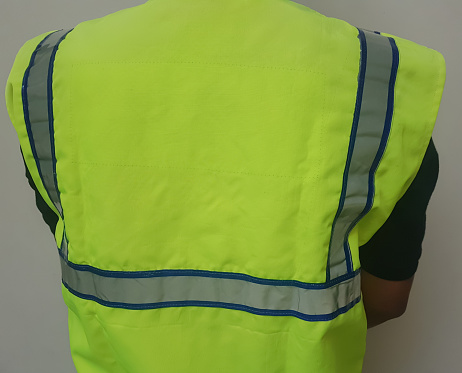 safety vest with retro reflective strips,.worker personal protective uniform