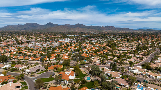 Aerial view of suburbs in Scottsdale, Arizona