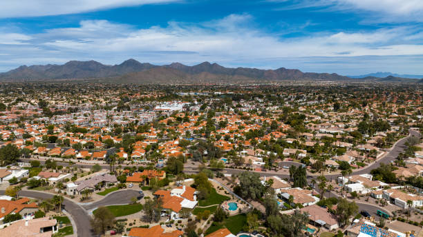 Aerial view of Scottsdale, Arizona Aerial view of suburbs in Scottsdale, Arizona southwest usa architecture building exterior scottsdale stock pictures, royalty-free photos & images