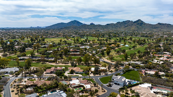 Aerial view of golf course in Scottsdale, Arizona