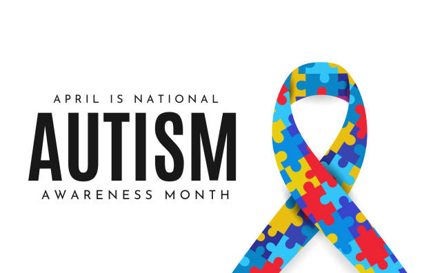 ilustrações, clipart, desenhos animados e ícones de cartão do mês de conscientização do autismo, abril. vetor - month