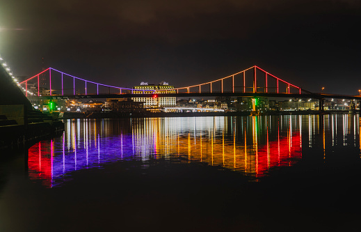 PARK BRIDGE pedestrian bridge ILLUMINATED BY NIGHT, Kiyv city