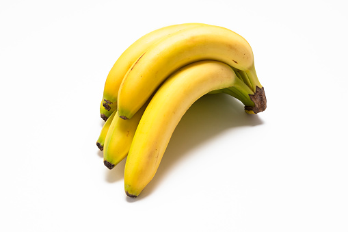 Bunch of bananas on a white background