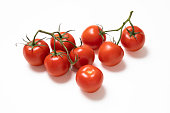 Vine tomatoes on white background