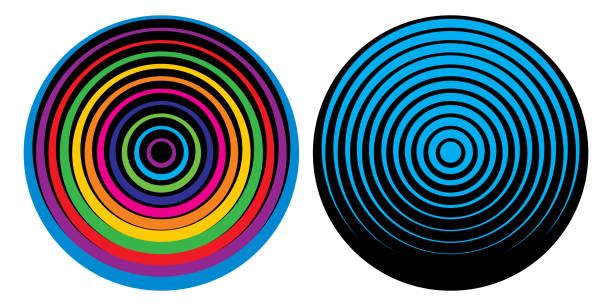 Psychedelic Circles Vector illustration of two psychedelic circle on a white background. illusion pattern circle image created 1960s stock illustrations