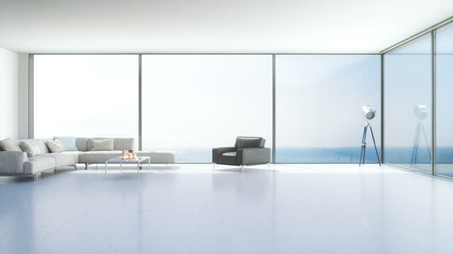 Contemporary Minimalist Interior With Ocean View