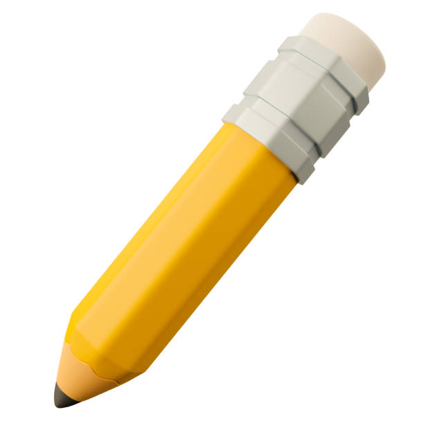 istock Yellow pencil on with background, 3D rendering illustration. 1473807883