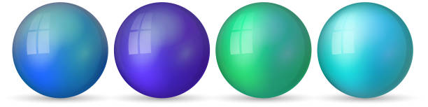 istock Set with glass colorful balls. Glossy realistic ball, 3D abstract vector illustration highlighted on a white background. Big metal bubble with shadow 1473808133