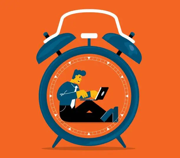 Vector illustration of Time pressure - Businessman