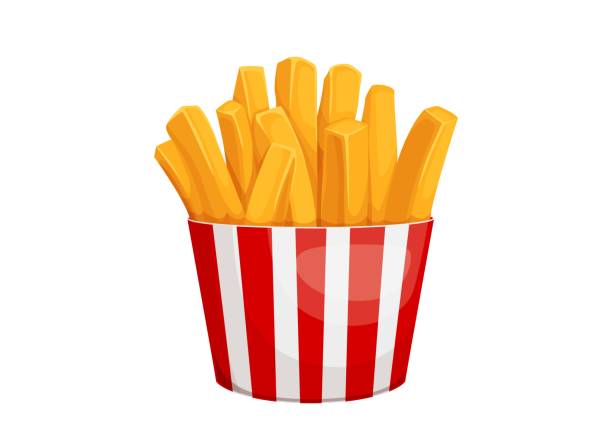 istock Cartoon french fries isolated box with potato 1473818956