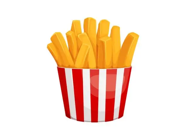 Vector illustration of Cartoon french fries isolated box with potato