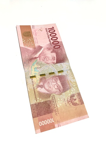 Rupiah money in the photo with a white background