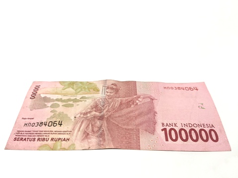 Rupiah money in the photo with a white background