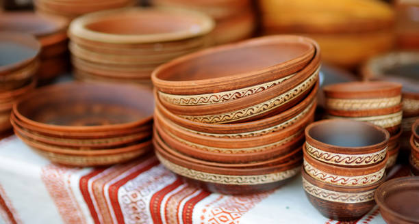 istock Ceramic dishes, tableware and jugs sold on Easter market in Vilnius, Lithuania 1473825742