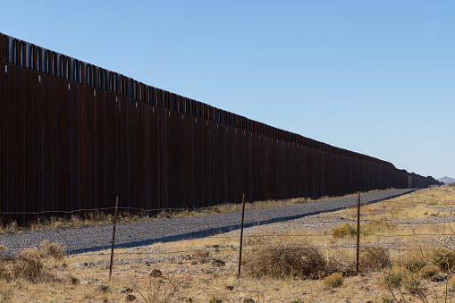 El Paso, Texas, Mexico, Border Wall, Side Angle