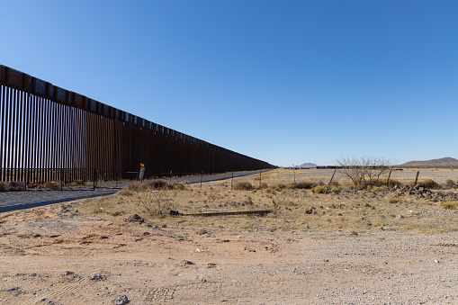 El Paso, Texas, Mexico, Border Wall, Desert, Harsh Shadows