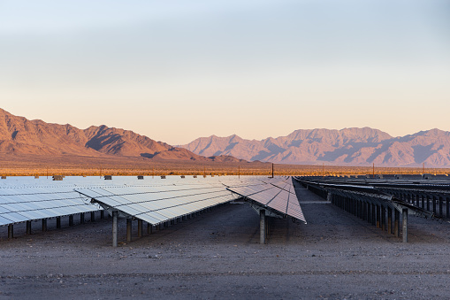 Southern California Solar Panels Sunset Mountain Range