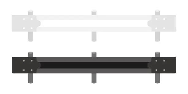 Vector illustration of white guardrail and black guardrail