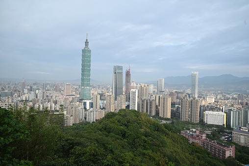 Overview of cityscape of Taipei and 101 building . Can view anytime of the day as each time the scenery is different