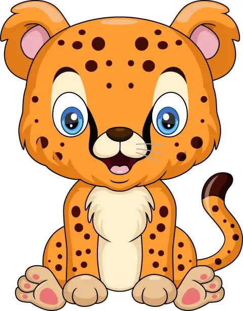 Vector illustration of Cute baby leopard cartoon sitting