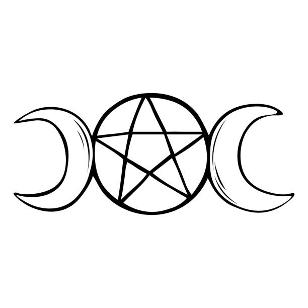 istock Hand-drawn Wiccan symbols, Triple goddess symbol, Symbols vector illustration 1473831741