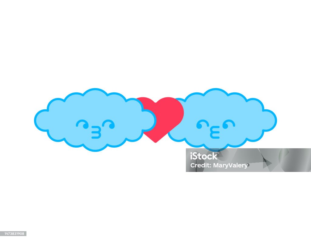 Clouds Couple Love Cloud Is In Love Vector Illustration Stock