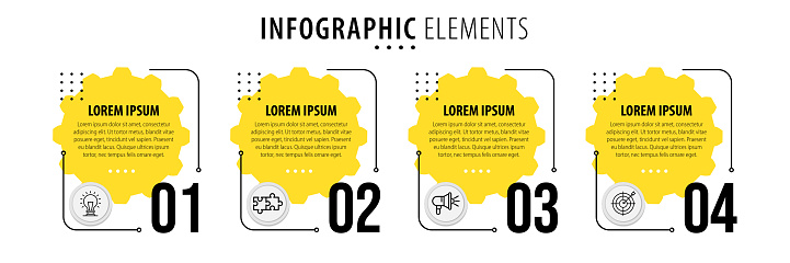 Four Steps Options Elements Infographic Template