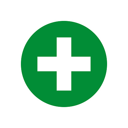 white cross green circle. Emergency symbol. Medical design. Vector illustration. EPS 10.