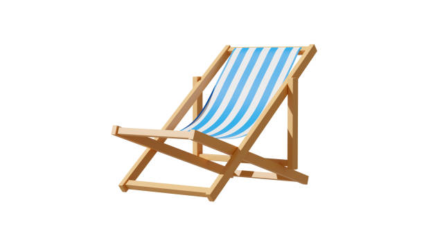istock Deck Chair In Minimal Concept Summer Theme, White isolated background, ready for dicut, Beach set 3D element 1473843083