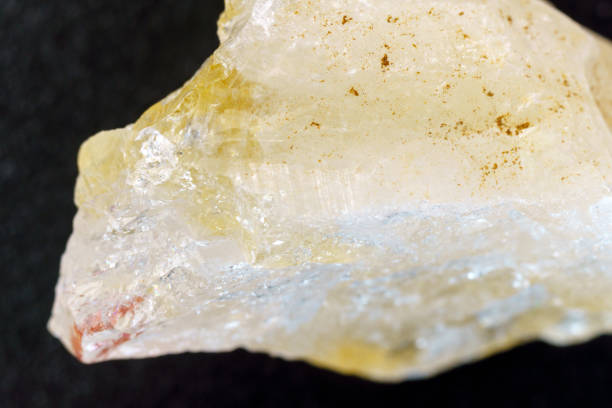 istock Natural stone of untreated citrine crystal, yellow quartz. Macro, selective focus 1473846222