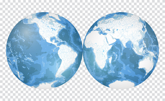 Highly detailed World Map silhouette in globe shape of Earth. Nicolosi globular projection – 3D.