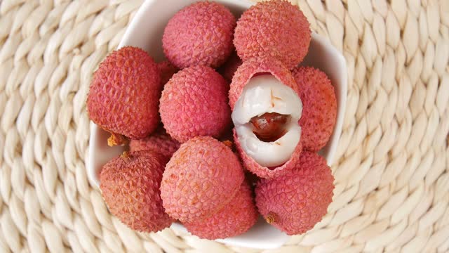 Lychee on a plate.