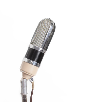metal microphone isolate on white background withRock'n'Roll