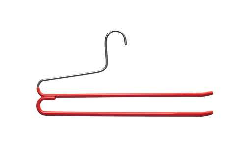 Red pants hanger isolated on white background