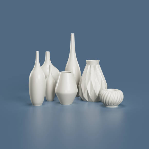 istock A group of seven white vases 1473858093