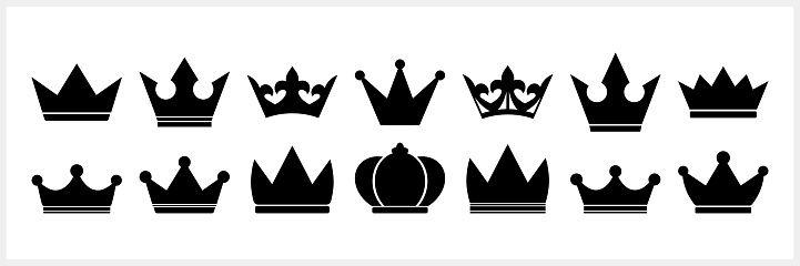 Doodle crown icon isolated. Stencil clipart. Vector stock illustration. EPS 10