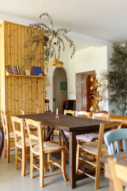 istock Scandinavian interior style,cozy cafe place, natural light from window.Zero waste home concept.Wooden furniture 1473866438