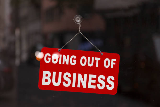 Going out of business sign stock photo