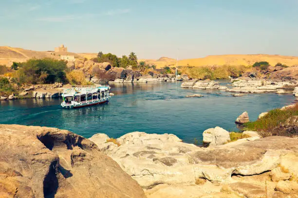 Beautiful landscape of the Nile River. Aswan, Egypt