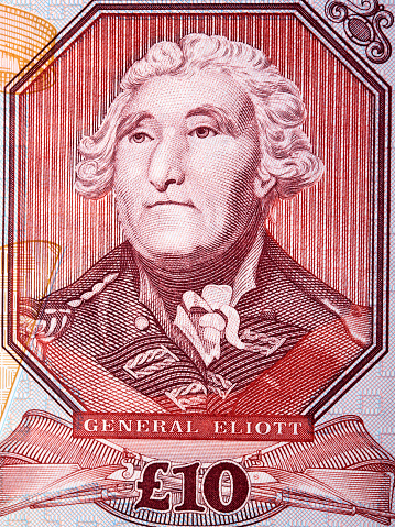 General George Augustus Eliott a portrait from old Gibraltar money - pound