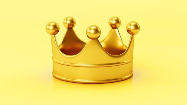 istock 3D Rendering Gold Crown Isolated on yellow Background 1473880387