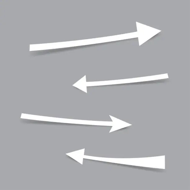 Vector illustration of white paper arrows with shadow