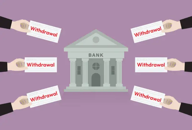 Vector illustration of Withdrawal money from saving bank account