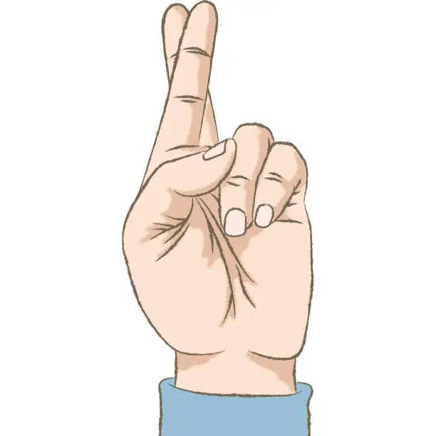 Vector illustration of Hand with Fingers Crossed