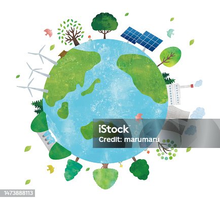 istock Renewable energy and earth watercolor 1473888113