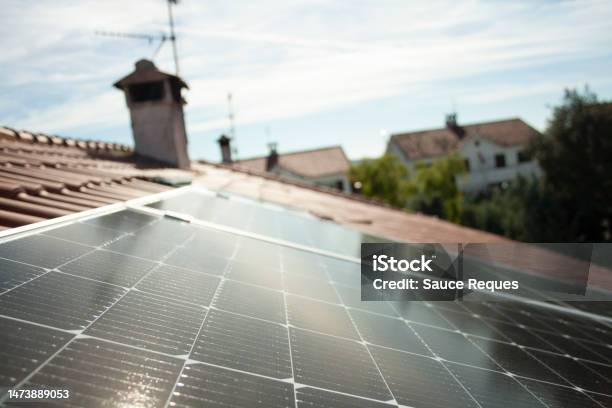 Solar Panels Working At Full Capacity On A Sunny Day Stock Photo - Download Image Now